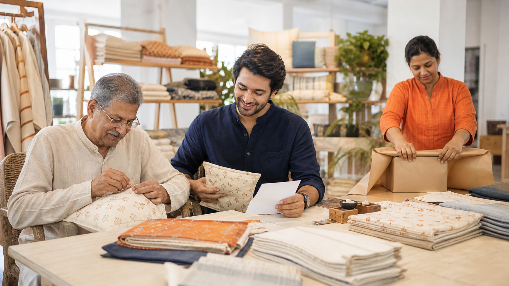 A multigenerational family business working across traditional craft, order review and parcel preparation
